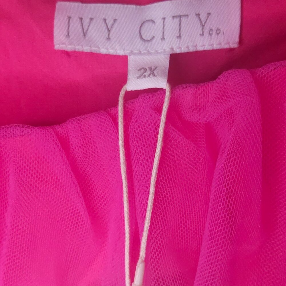 Ivy City Co Hot Pink Pixie Dress – 2X – Puff Sleeves – NWT - Picture 10 of 11